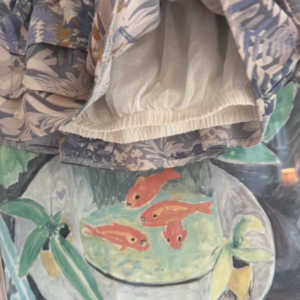 Blush Strapless Floral Crop Top in Beige and Blue - Picture 5 of 5